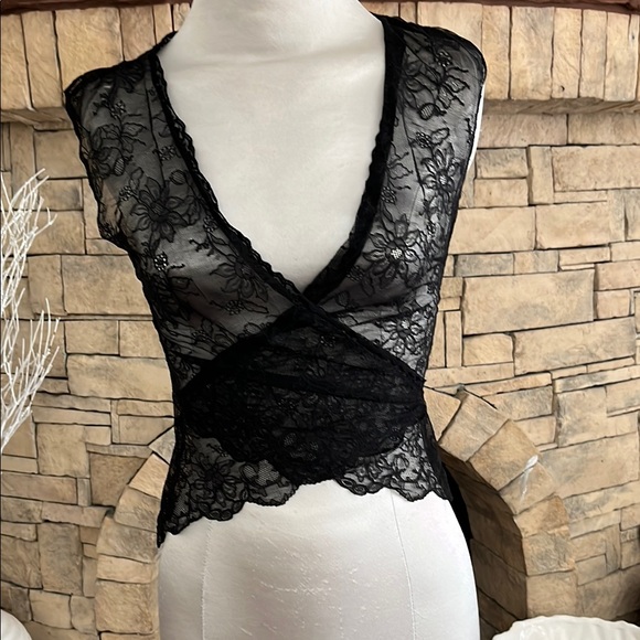 Other - Guess Collection Elegant Black Lace Wrap Top Size M